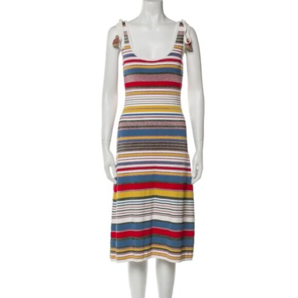 Veronica Beard Striped Tassel Detail Midi Dress - Picture 4 of 6
